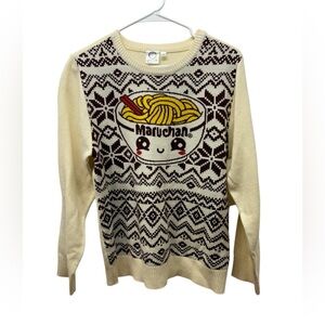 Maruchan Ramen Cream and Brown Women's Sweater